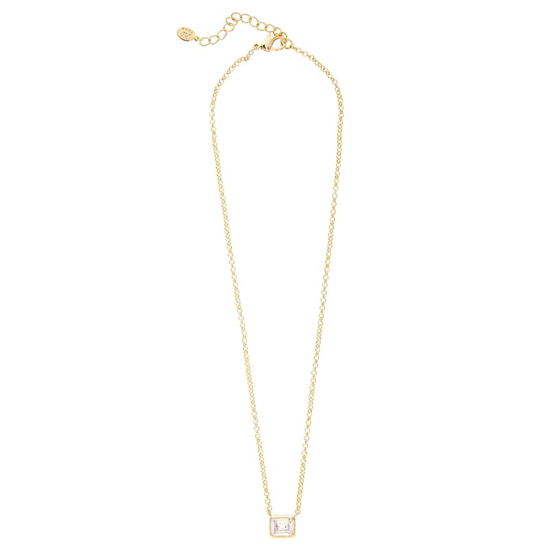 Emerald Cut Bezel Set Cubic Zirconia Pendant Necklace