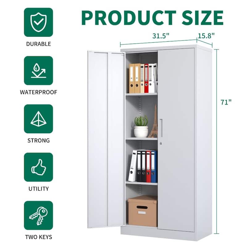 71"H Metal Tall Garage Storage File Cabinet