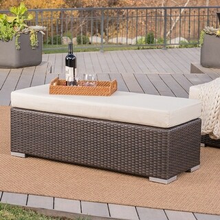Santa Rosa Outdoor Wicker Bench with Cushion by Christopher Knight Home