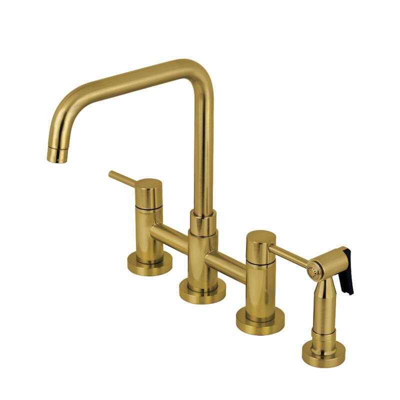 Kingston Brass Concord Two-Handle Bridge Kitchen Faucet with Brass Sprayer