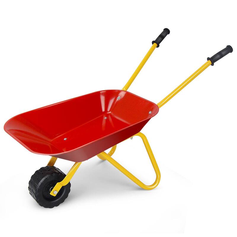 Gymax Kids Metal Wheelbarrow Children's Size Ourdoor Garden Backyard