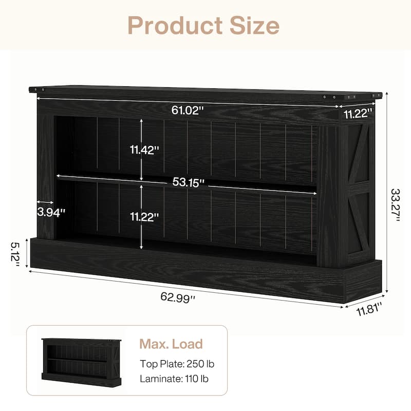63 Inch Long Entryway Table, Narrow Sofa Console Table with Shelf