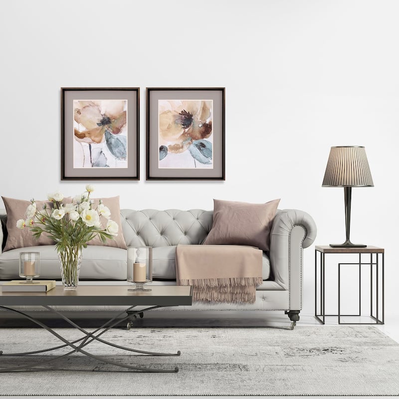 Watercolor Poppy S/2 Framed Art Under glass