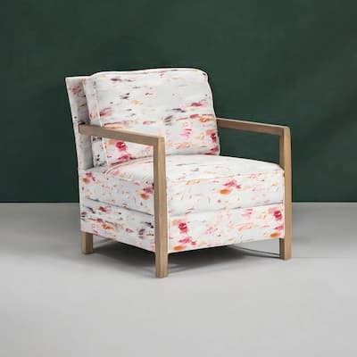 Soft Pink Abstract Patterned Accent Chair - 31.25" x 29.5" x 31"