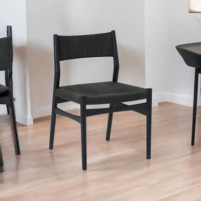HomeRoots Five Piece Brown and Black Round Dining Set with Four Chairs