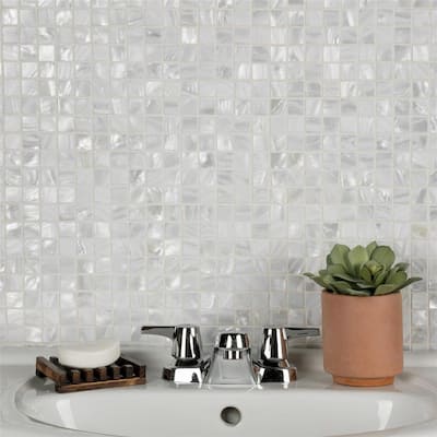 Merola Tile Conchella Square White 12" x 12" Natural Shell Wall Tile
