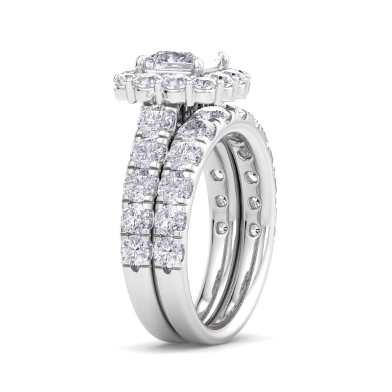 5Ct Princess Cut Diamond Engagement Matching Wedding Ring Set Gold Lab Grown