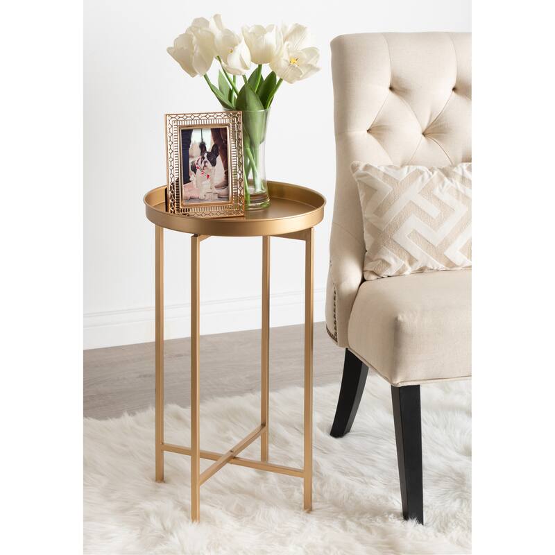 Kate and Laurel Celia Round Foldable Metal Accent Table