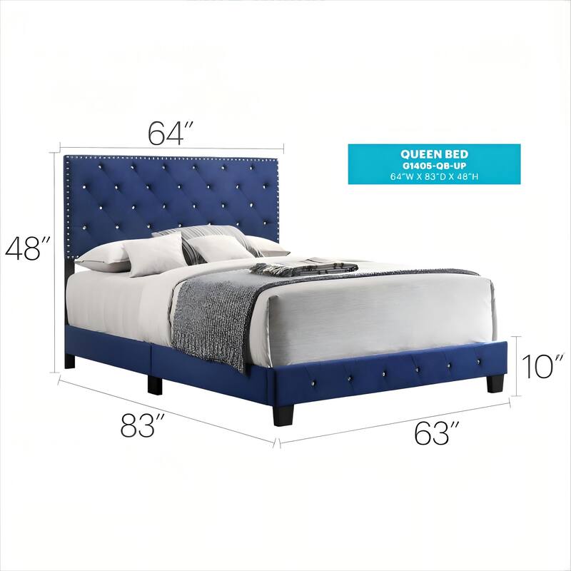 Noble Navy Queen Bed with Transitional Design