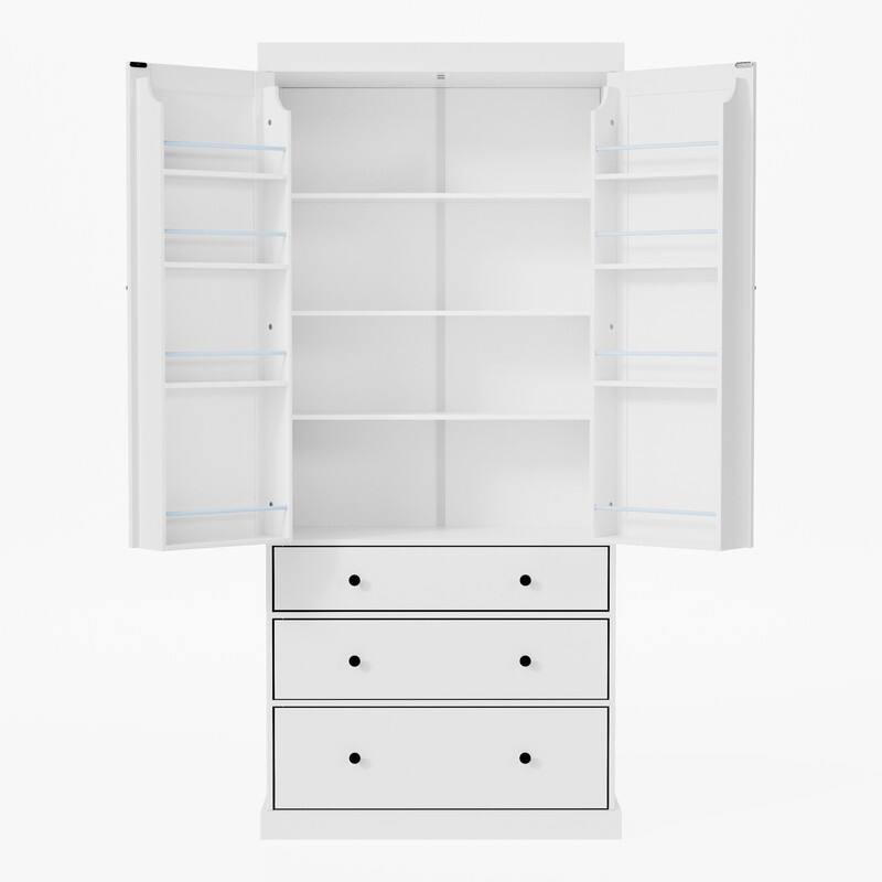Farmhouse 77" Kitchen Pantry Storage Cabinet with Adjustable Shelves and Multiple Door Shelves