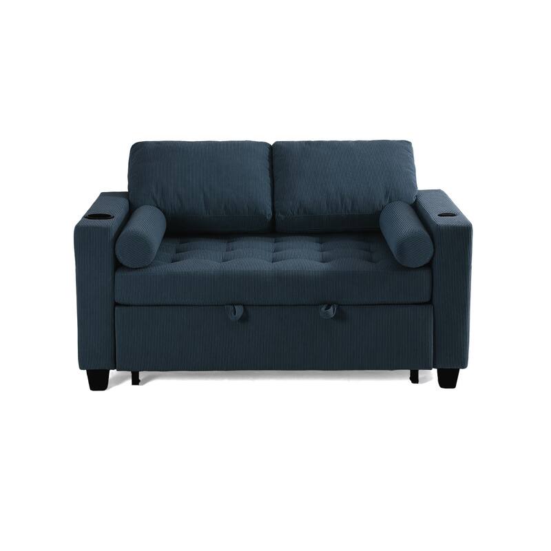 Corduroy Pull-Out Chair Bed Adjustable Recline Convertible Sleeper Sofa