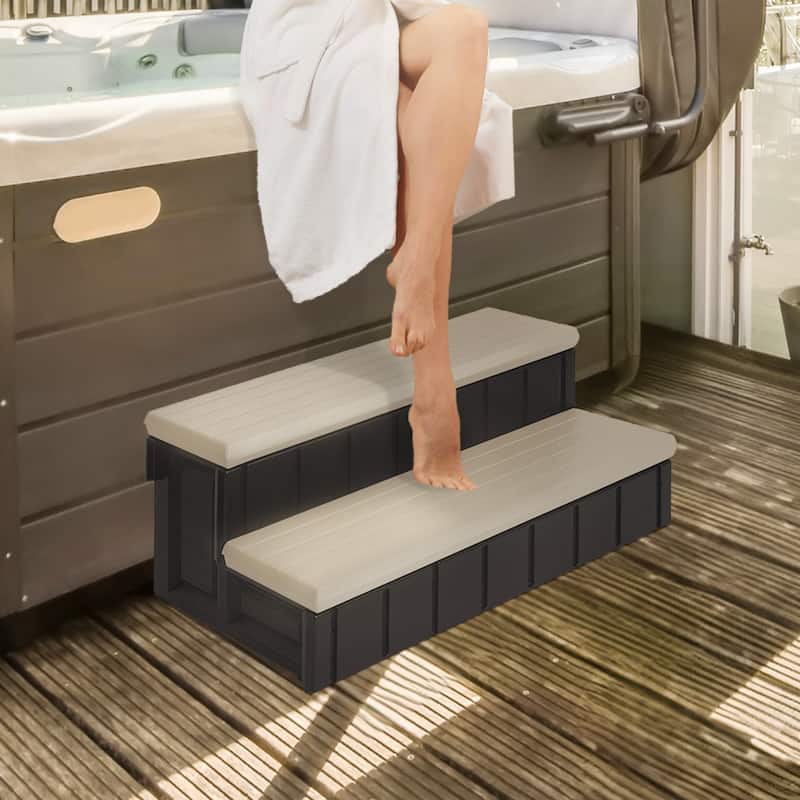 Confer Plastics Leisure Accents Deluxe Spa Step, 36" W Hot Tub Stairs,Portobello - 36 x 24 x 14 inches