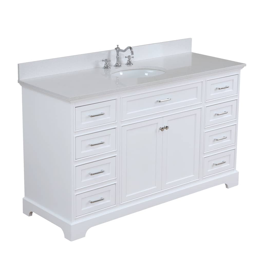 KitchenBathCollection Aria 60" Single Bathroom Vanity with Quartz Top