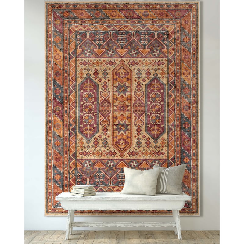 Well Woven Apollo Praha Tribal Machine Washable Area Rug - Multi Color - 7' 7" x 9' 10" - Rectangle