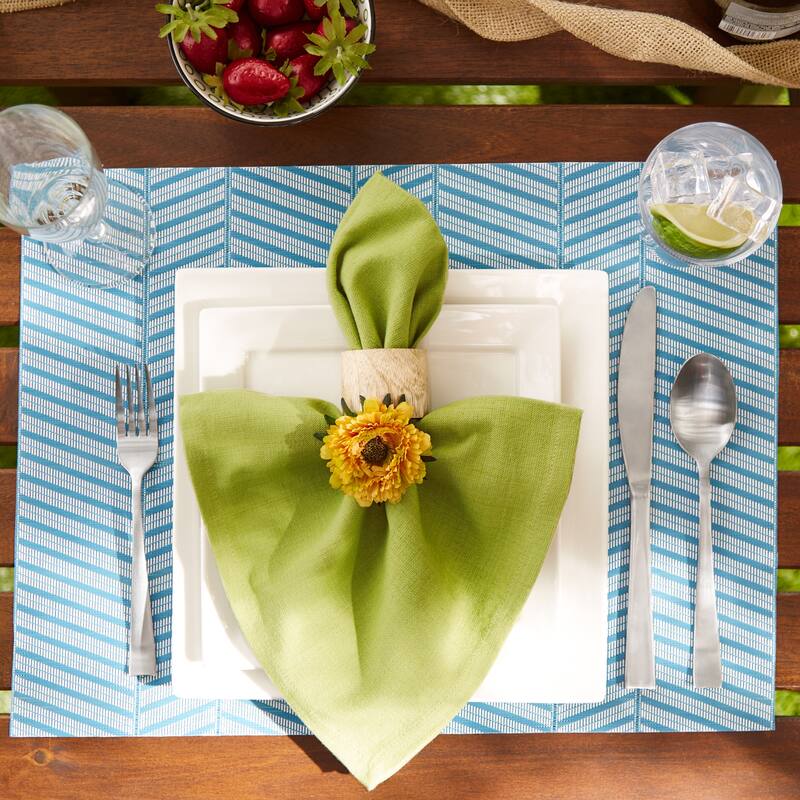 DII Antique Green Textured Twill Weave Placemat 6 Piece
