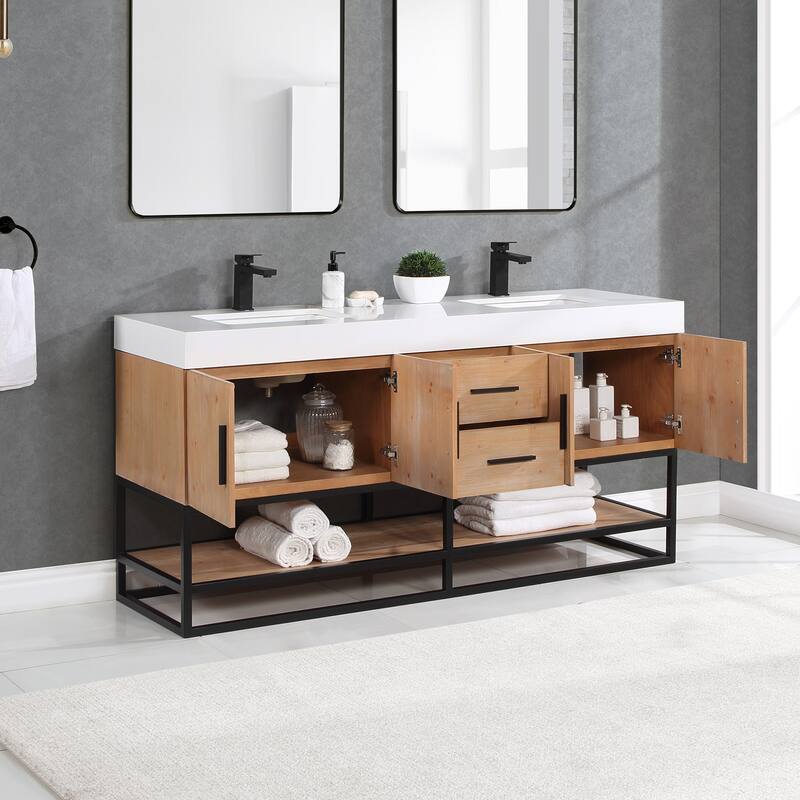 Altair Bianco Bath Vanity with White Composite Stone Top,no Mirror