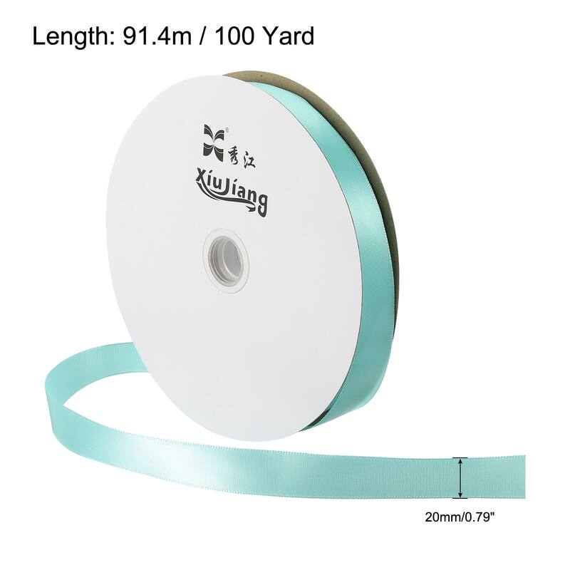 Satin Ribbon, Double Face Solid Crafts Roll for Party Home Decoration - Lake Blue