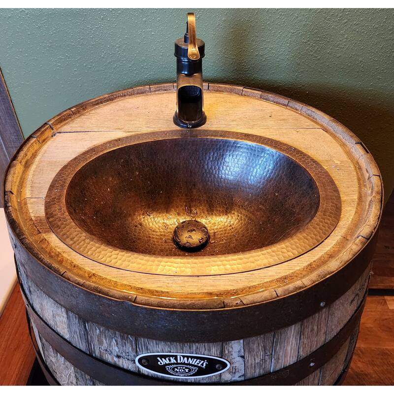 Vintage Style 16" Oval Copper Bathroom Sink with Pop-Up Drain By SimplyCopper