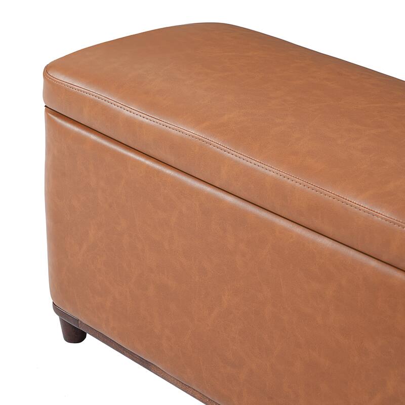 Christopher Knight Home - Modern Aero Upholstered Storage Ottoman Bench with Solid Wood Legs and Lift-Top Storage