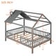 preview thumbnail 22 of 33, Full Size Wood House Bed with Fence, Playhouse Design for Kids, Sturdy Pine Construction, Customizable Decor