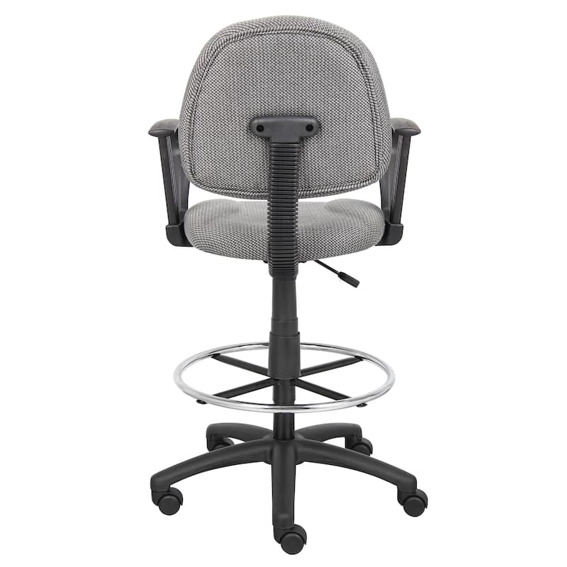 Boss Adjustable Black Loop Arm Drafting Stool with Wheel Casters