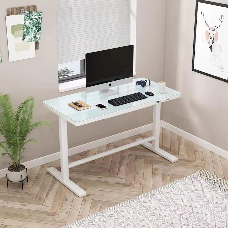 Rise Up Glass electric standing desk glass desktop adjustable height