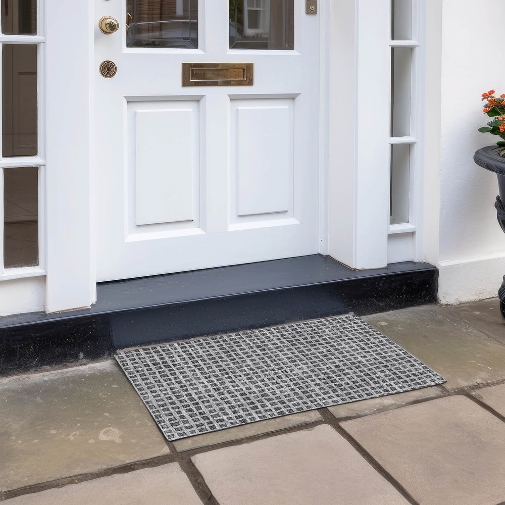 Machine Washable Indoor/ Outdoor Chantille Squares Rug