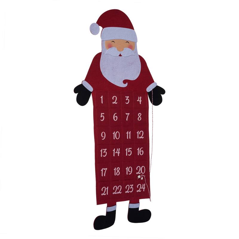 Transpac Fabric 38.58 in. Multicolor Christmas Santa Calendar - Multi