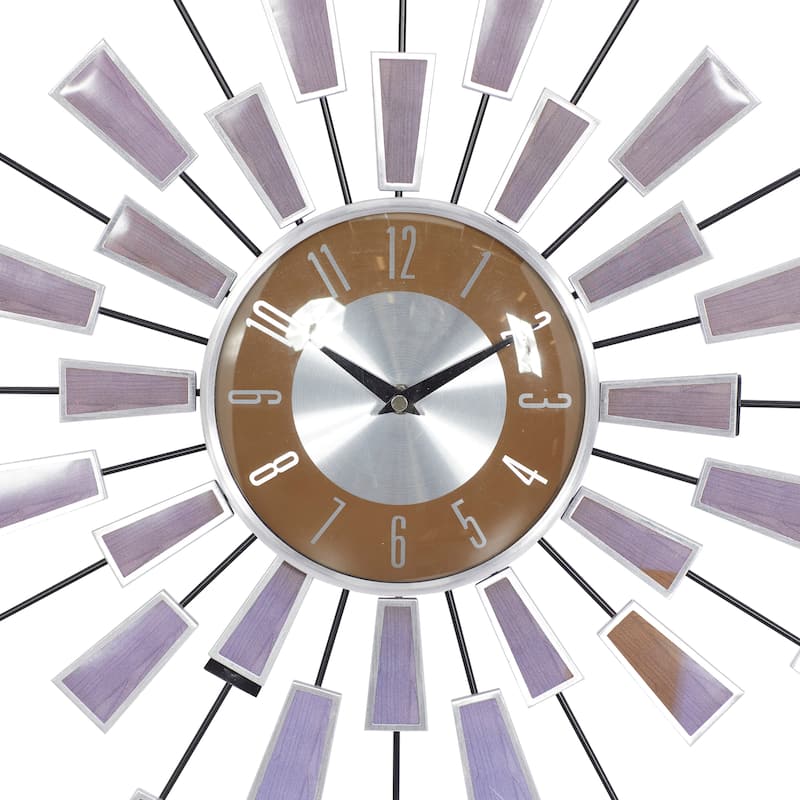 Gold / Copper / or Silver Iron Metal Starburst Sun Glam Wall Clock