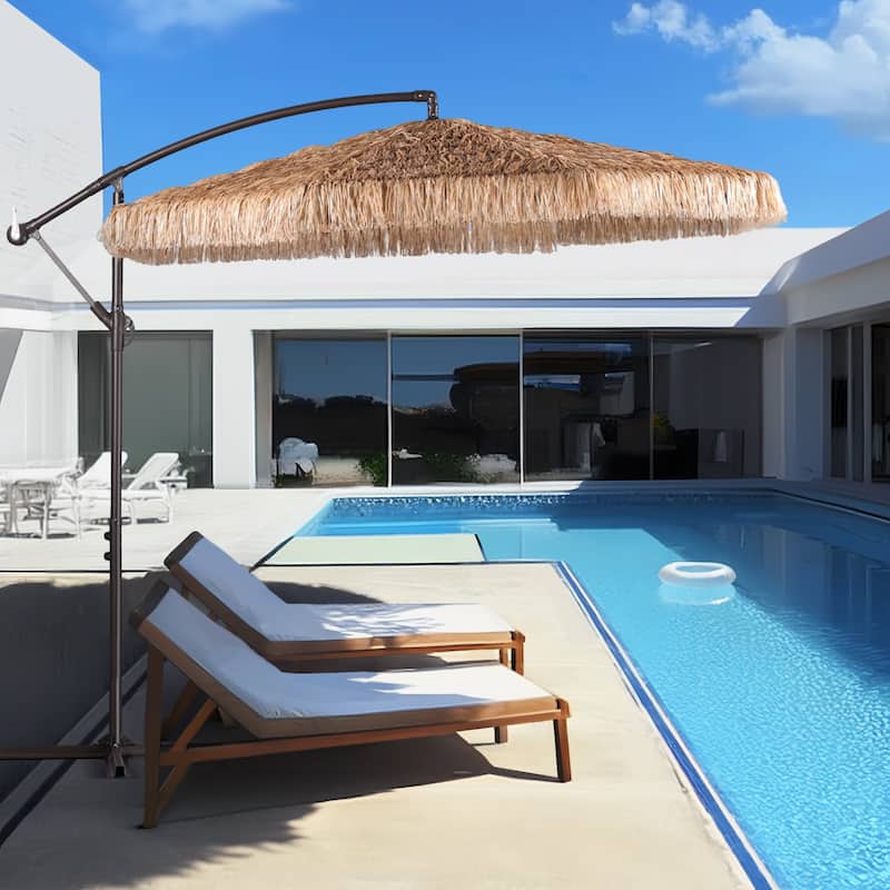 Aoodor Grand patio 9FT Thatch Tiki Umbrella (No Base) - Yellow