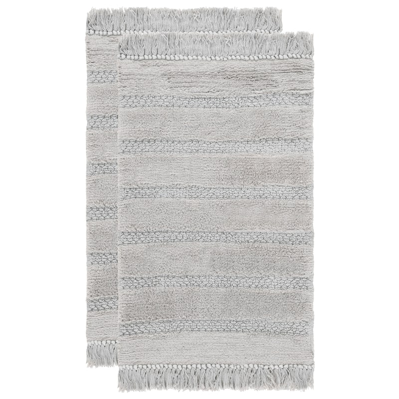 SAFAVIEH Home Finn Fringe Bathmat 32"L x 20"W Set of 2