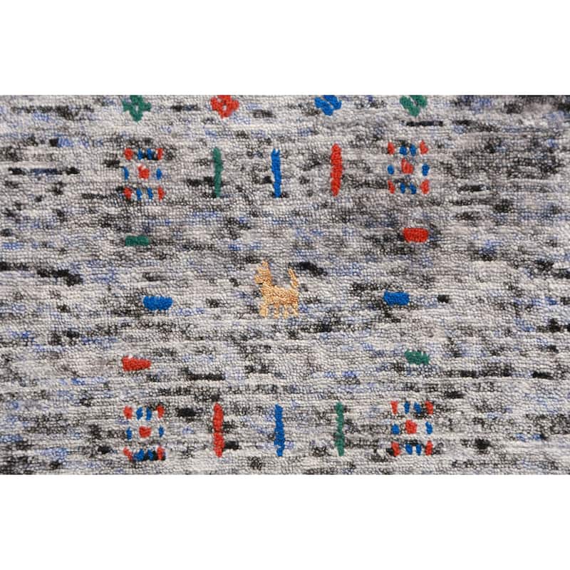 Gabbeh Indian Area Rug Hand-Knotted Oriental Silk Carpet - 7'9" x 9'11"