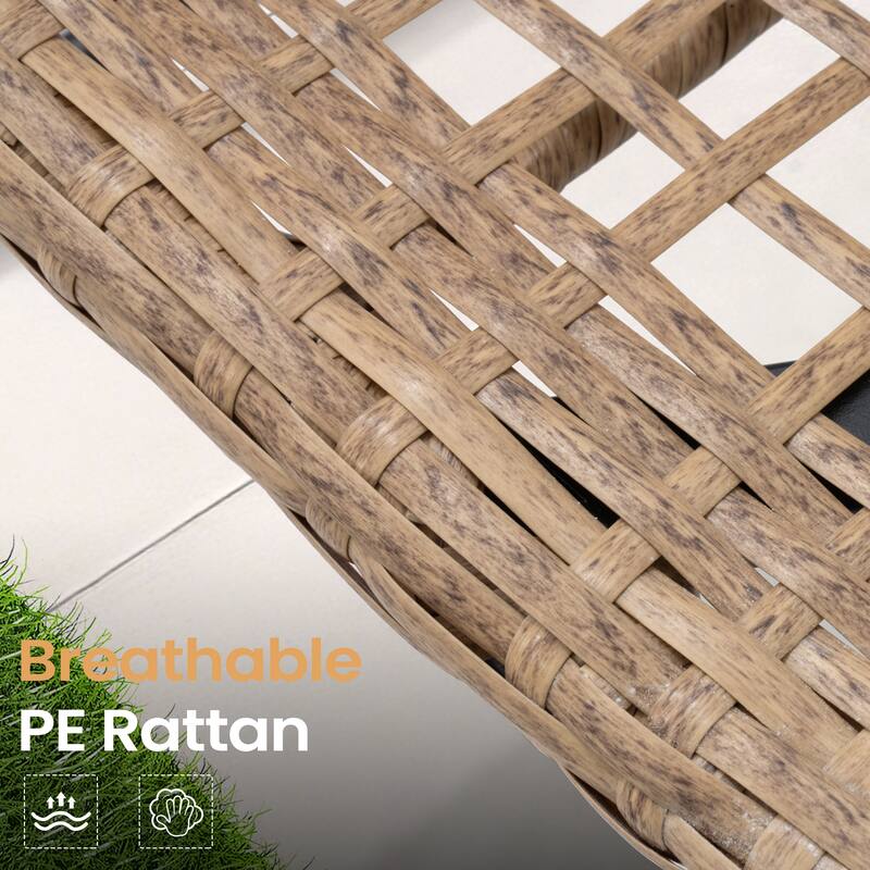VredHom 9-PC Outdoor Patio Rectangular Aluminum Dining Sets Table with Rattan Chairs Umbrella Hole