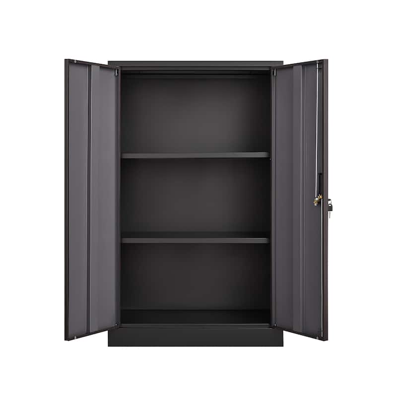 GDFStudio - Benjamin Metal Folding Storage Cabinet with Secure Locking Doors and Flexible Organization
