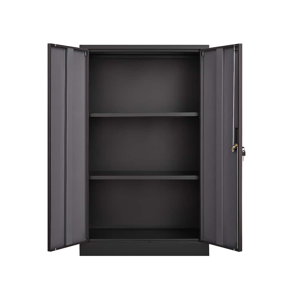 Black Steel Locker Storage Cabinet with Spring Loaded Door and Adjustable Height Dividers