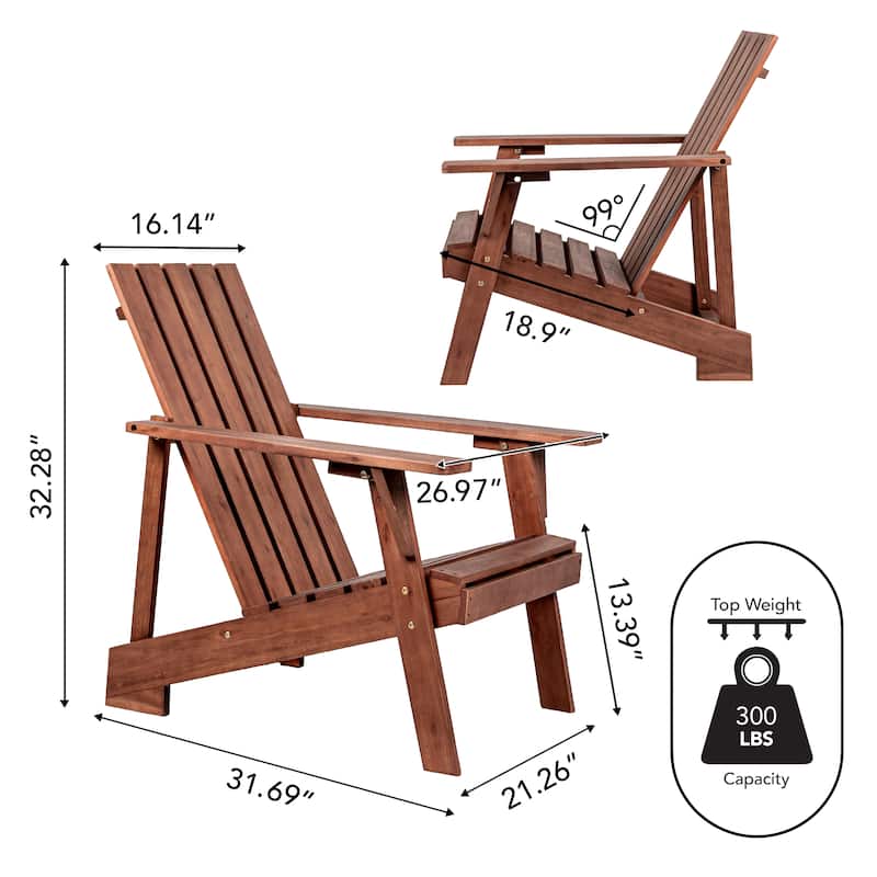 Westport Outdoor Patio Modern Acacia Wood Adirondack Chair, by JONATHAN Y