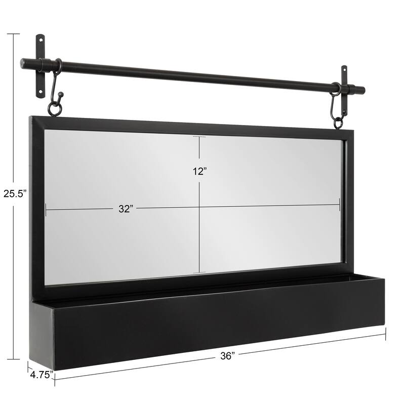 Kate and Laurel Gammons Hanging Farmhouse Wall Mirror with Lower Shelf