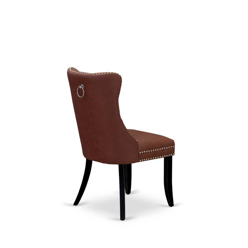 Parson Dining Chairs Set of 2 - Burgundy Faux Leather Padded Chairs with Nailhead Trim