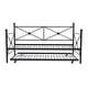 preview thumbnail 3 of 2, Full size Black Metal Daybed Frame with Twin Roll-out Trundle
