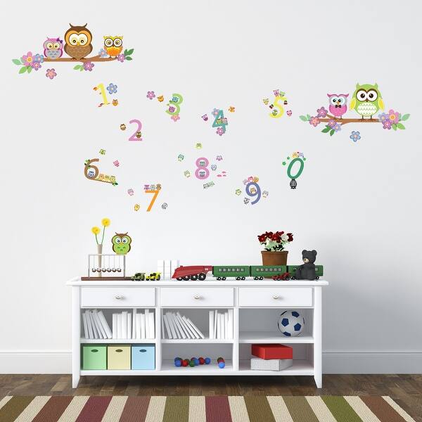 slide 2 of 5, Walplus Owl Tree Numbers Children Kids Wall Sticker DIY Nursery Decor