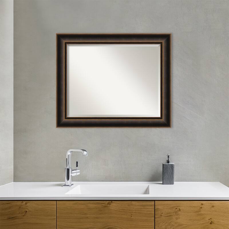 Villa Oil Rubbed Bronze Beveled Wood Framed Bathroom Vanity Wall Mirror - Villa Oil Rubbed Bronze