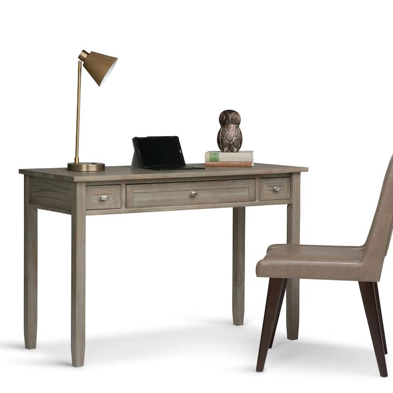 WYNDENHALL Norfolk Solid Wood Transitional Writing Office Desk - Distressed Grey