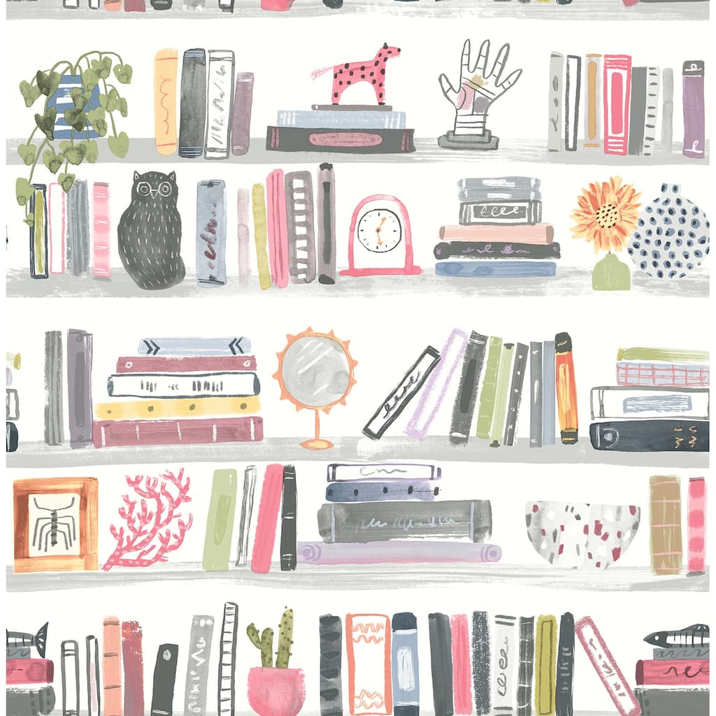 NuWallpaper Painterly Pink Shelf Stories Novelty Peel & Stick Wallpaper