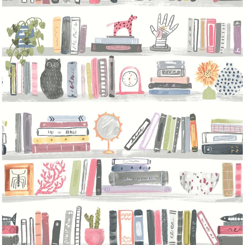 NuWallpaper Painterly Pink Shelf Stories Novelty Peel & Stick Wallpaper