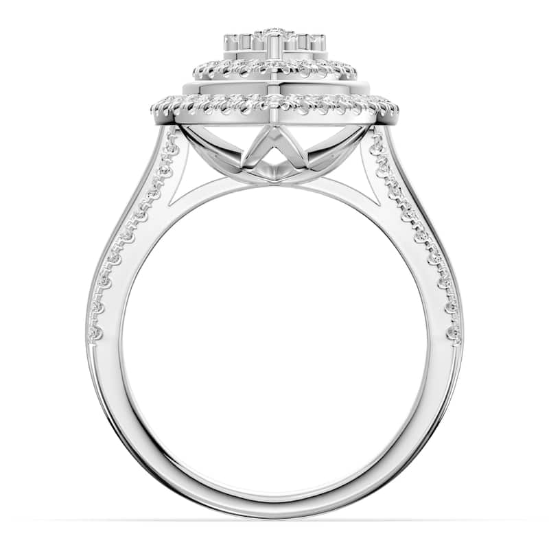 AEON Celestia Elegance Marquise 1.00ct Lab Grown Diamond Cluster Double Halo Ring