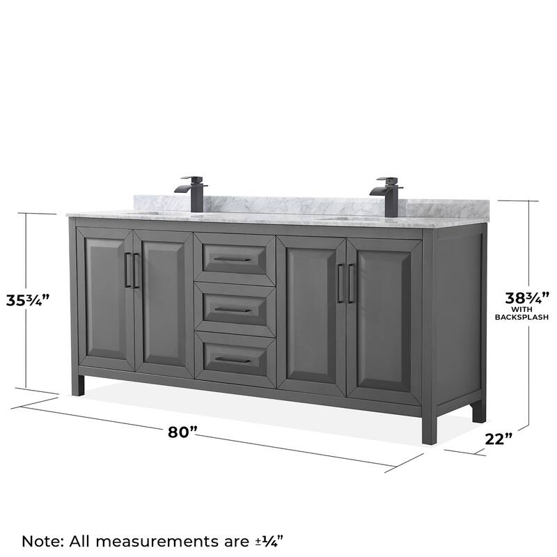 Wyndham Collection Daria 80" Free Standing Double Vanity Set with MDF