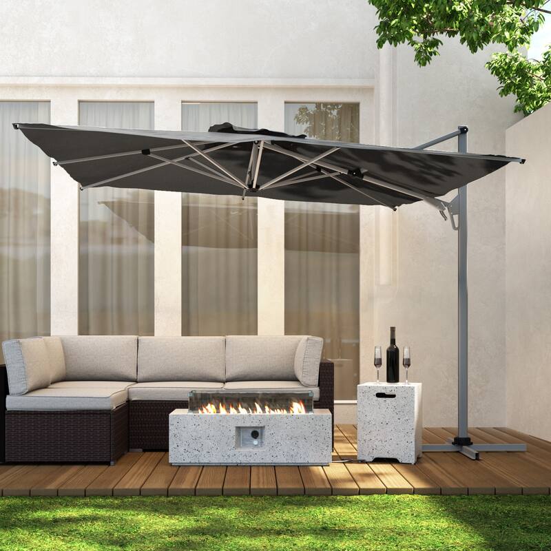 9FT 360 Degree Rotation Double Top Cantilever Patio Umbrella