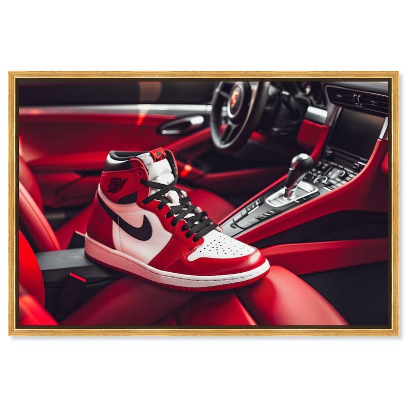 Sneaker Car Red Canvas by Art Remedy - Gold - 24" x 16"