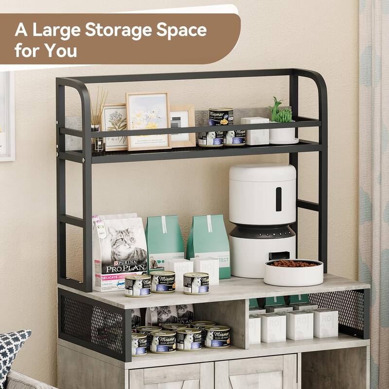 Cat Litter Box Enclosure with Shelf and Door