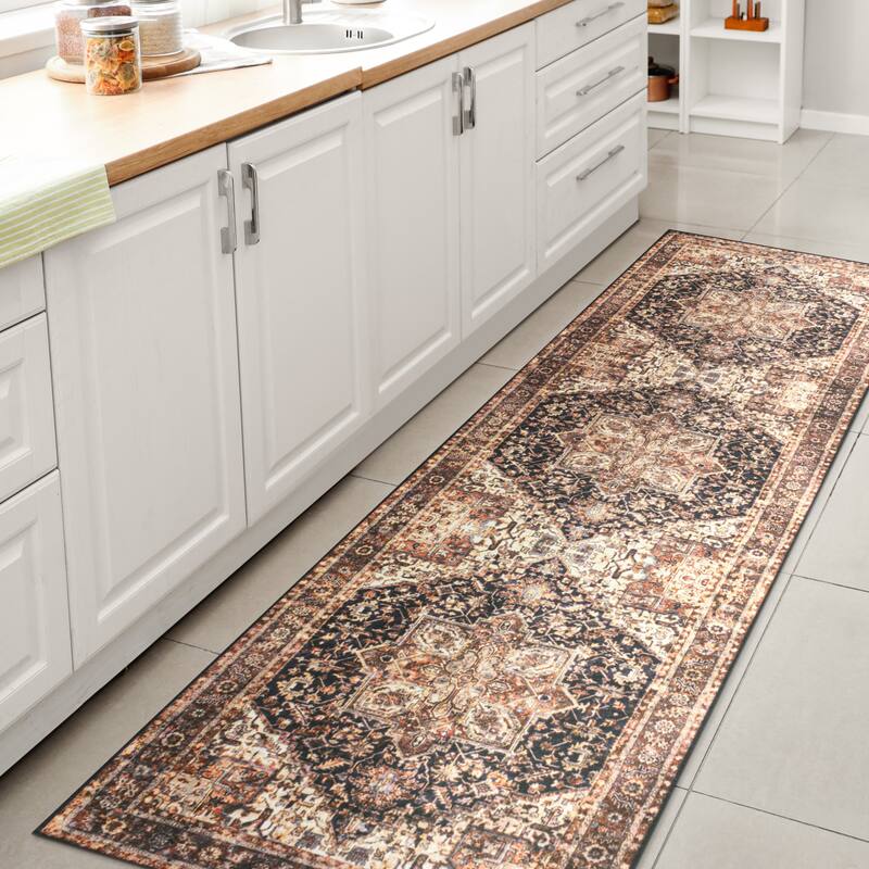 JONATHAN Y Kingdarr Mid-Century Medallion Chenille Machine-Washable Area Rug